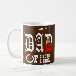 Mens DAD of 2 Boys 1 girl father or grandpa of 3 Coffee Mug