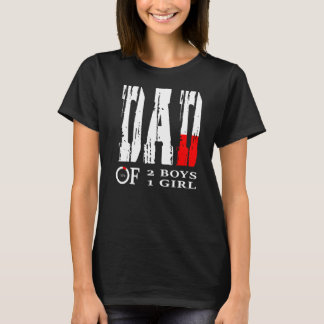Mens DAD of 2 Boys 1 girl father or grandpa of 3 k T-Shirt