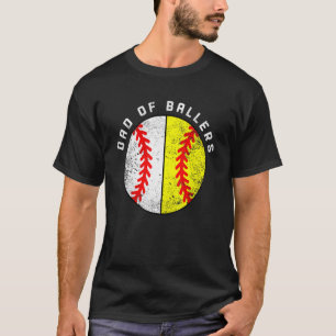 Mens Dad Of Ballers   Baseball Softball Dad T-Shirt