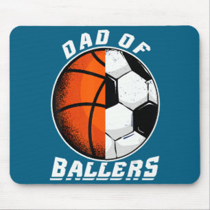 Mens dad of ballers basketball soccer dad t shirt mouse mat