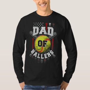 Mens Dad Of Ballers Daddy Of Softball Player Fath T-Shirt