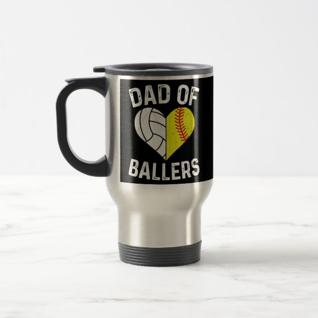 Mens Dad of Ballers Design for a Dad of Ballers  Travel Mug (Left)
