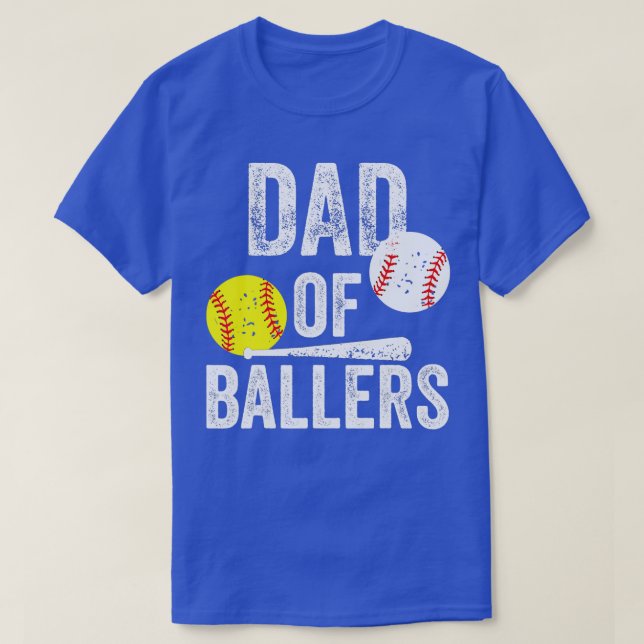 Mens Dad of Ballers Funny Dad of Baseball and Soft T-Shirt (Design Front)