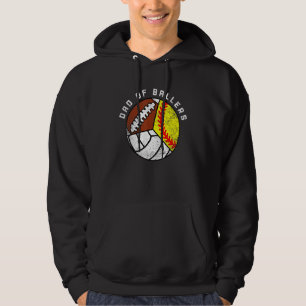 Mens Dad Of Ballers Softball Volleyball Football Hoodie