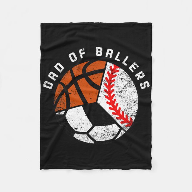 Mens Dad Of Byllers Fun Bysebyll Soccer Bysketbyll Fleece Blanket (Front)