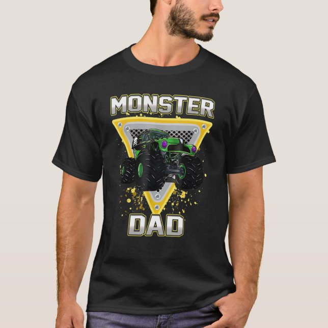 Mens Dad Of The Birthday Boy Monster Truck Birthda T-Shirt (Front)