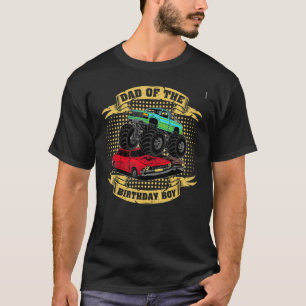 Mens Dad Of The Birthday Boy Retro Monster Truck D T-Shirt
