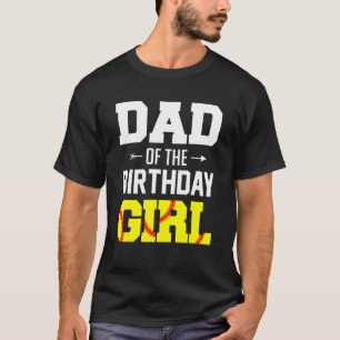 Mens Dad Of The Birthday Girl   Softball Dad Famil T-Shirt