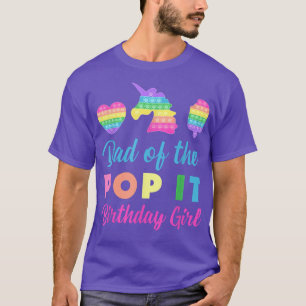 Mens Dad of the Pop it Birthday Girl Unicorn Heart T-Shirt