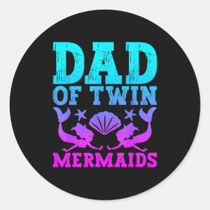 Mens Dad Of Twins Mermaid Father's Day Pregnancy A Classic Round Sticker