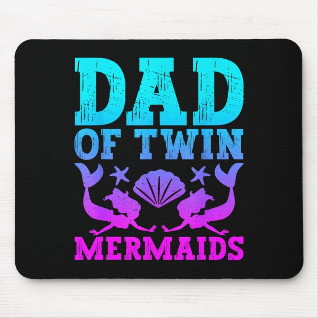 Mens Dad Of Twins Mermaid Father's Day Pregnancy A Mouse Mat (Front)