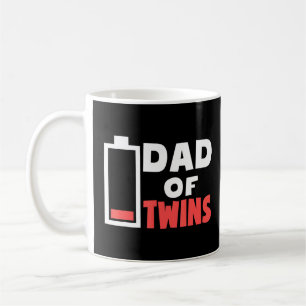 Mens Dad Of Twins Tired Twin Dad Low Battery Fathe Coffee Mug