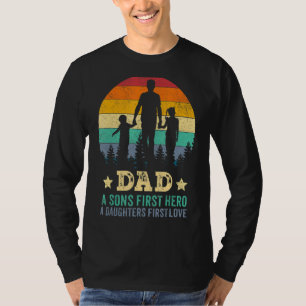 Mens Dad Sons First Hero Daughter Love For Father' T-Shirt