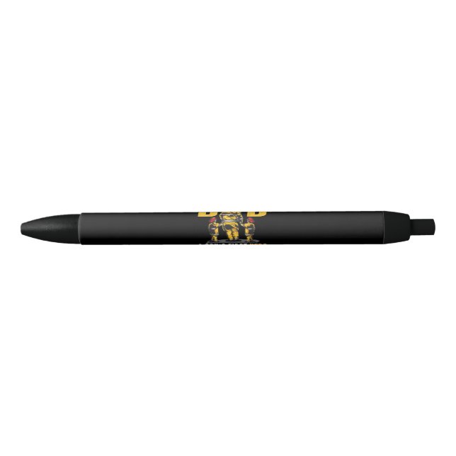 Mens Dad Sons First Hero Daughters First Love Fire Black Ink Pen (Front)