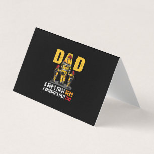 Mens Dad Sons First Hero Daughters First Love Fire Business Card