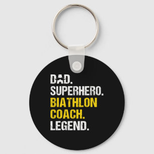 Mens Dad Superhero Biathlon Coach Funny Biathlon C Key Ring