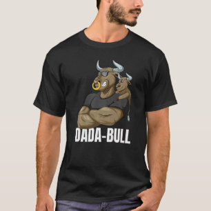 Mens Dada Bull Dad With Cattle Livestock Bull Son T-Shirt