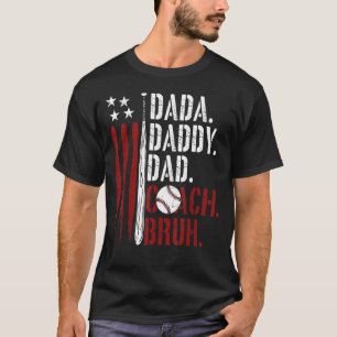Mens Dada Daddy Dad Bruh American Flag Baseball Co T-Shirt