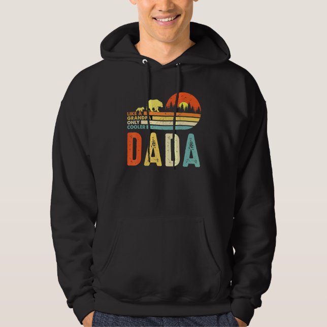 Mens Dada Like A Grandpa Only Cooler For Men Retro Hoodie (Front)