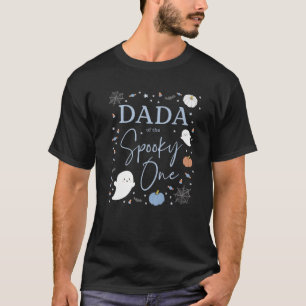 Mens Dada Of The Spooky One First Birthday Blue Bo T-Shirt