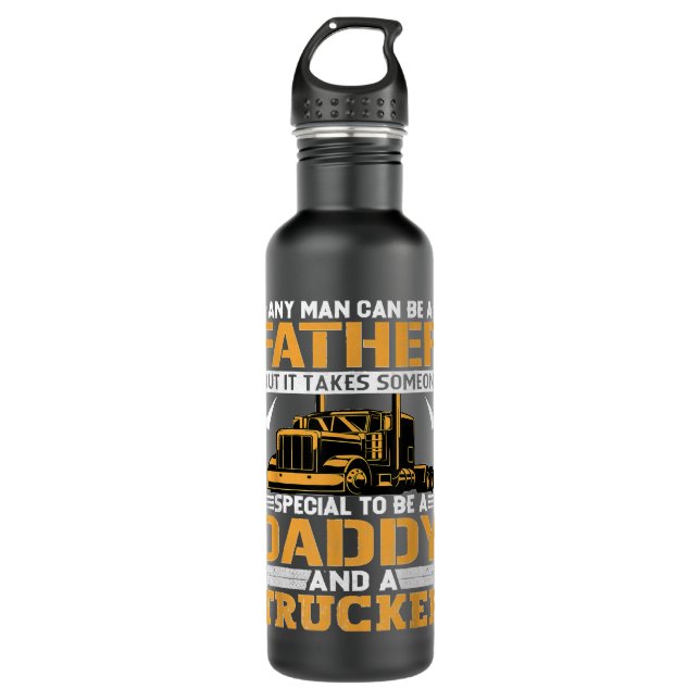 Mens Daddy And a Trucker Quote Semi Truck Driver M 710 Ml Water Bottle (Front)