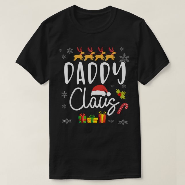 Mens Daddy Claus Christmas Gift Pajamas Santa Hat  T-Shirt (Design Front)