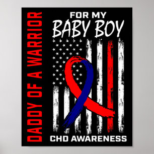 Mens Daddy Dad Of A Warrior Baby Boy Warrior Heart Poster