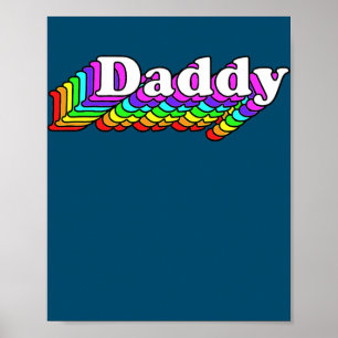 Mens Daddy Gay Daddy Bear Retro LGBT Rainbow Poster