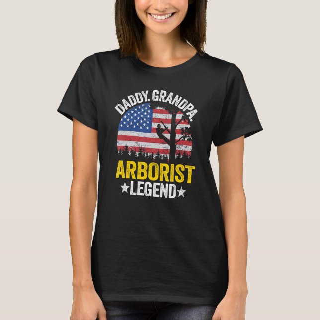 Mens Daddy Grandpa Arborist Legend Us American Fla T-Shirt (Front)