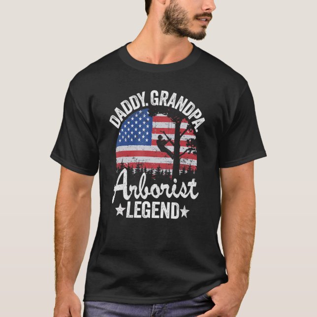 Mens Daddy Grandpa Arborist Legend Us American Fla T-Shirt (Front)
