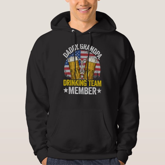 Mens Daddy Grandpa Usa Drinking Team Member 4th Of Hoodie (Front)