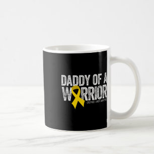 Mens Daddy Of A Warrior Childhood Cancer Dad Ribbo Coffee Mug