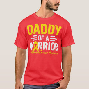 Mens Daddy of a Warrior Childhood Cancer Dad Ribbo T-Shirt