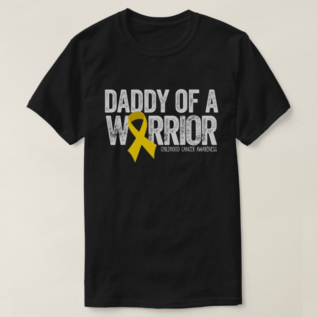 Mens Daddy of a Warrior Childhood Cancer Dad T-Shirt (Design Front)