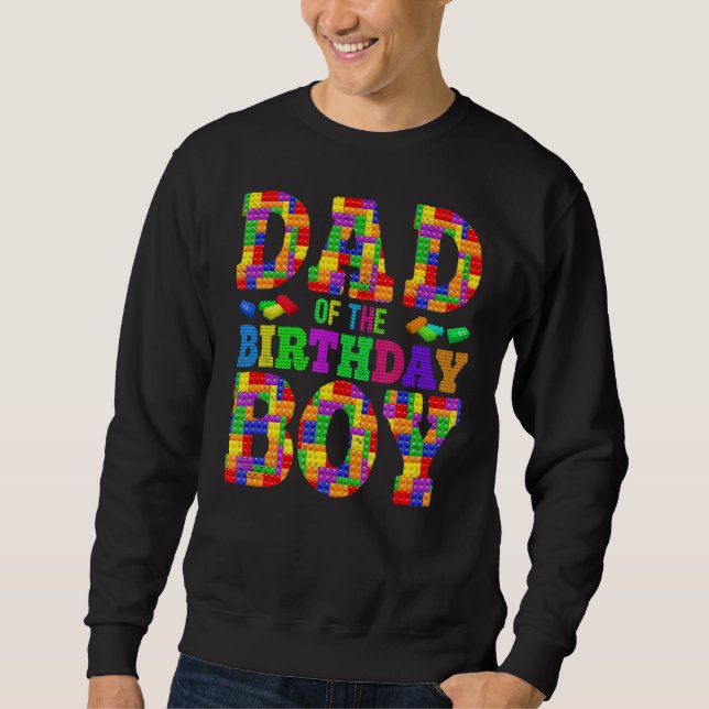 Mens Daddy Of Birthday Boy Builder Building Blocks Sweatshirt (Front)