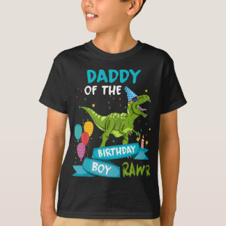 Mens Daddy of the Birthday Boy RAWR T-Rex Dinosaur T-Shirt