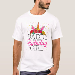 Mens Daddy Of The Birthday Girl Father Unicorn Bir T-Shirt