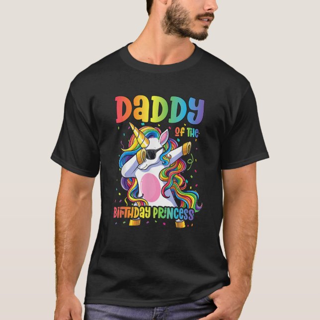Mens Daddy Of The Birthday Princess Dabbing Unicor T-Shirt (Front)
