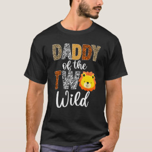 Mens Daddy of the Two Wild Dad Baby Lion 2nd Birth T-Shirt