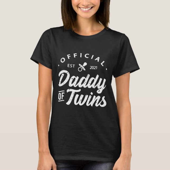Mens Daddy Of Twins Shirt Funny New Dad To Be Expe (Front)