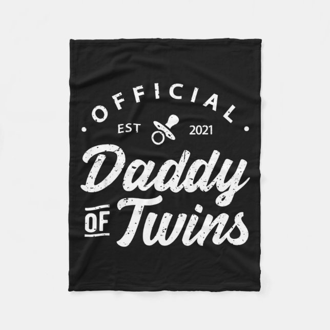 Mens Daddy Of Twins Shirt Funny New Dad To Be Expe Fleece Blanket (Front)