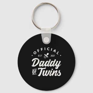 Mens Daddy Of Twins Shirt Funny New Dad To Be Expe Key Ring