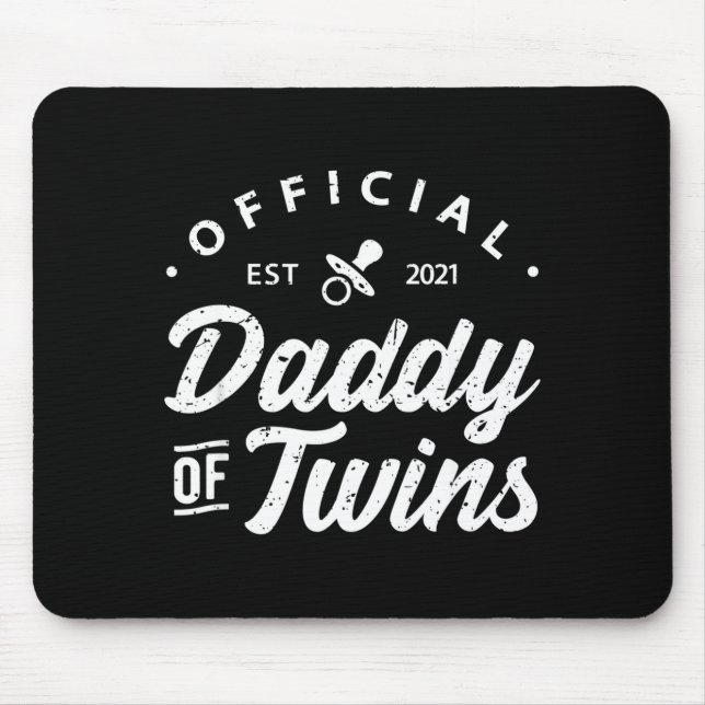 Mens Daddy Of Twins Shirt Funny New Dad To Be Expe Mouse Mat (Front)