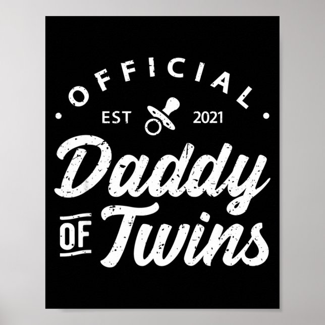 Mens Daddy Of Twins Shirt Funny New Dad To Be Expe Poster (Front)