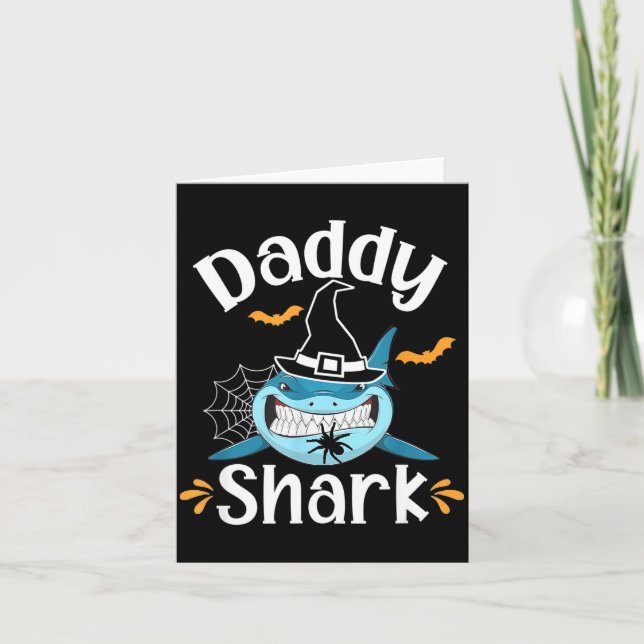 Mens Daddy Shark Funny Halloween Daddy Announcemen Card (Front)