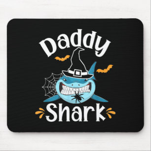 Mens Daddy Shark Funny Halloween Daddy Announcemen Mouse Mat