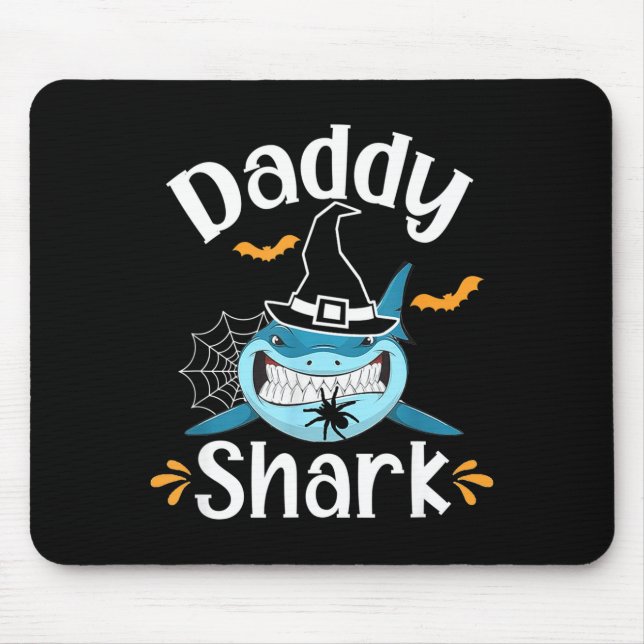 Mens Daddy Shark Funny Halloween Daddy Announcemen Mouse Mat (Front)