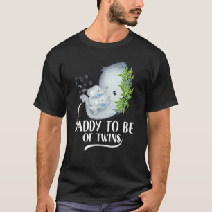 Mens Daddy To Be Of Twins Twin Baby Boys Elephant T-Shirt