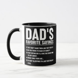 Mens Dad's Favorite Sayings Funny Fathers Day Mug