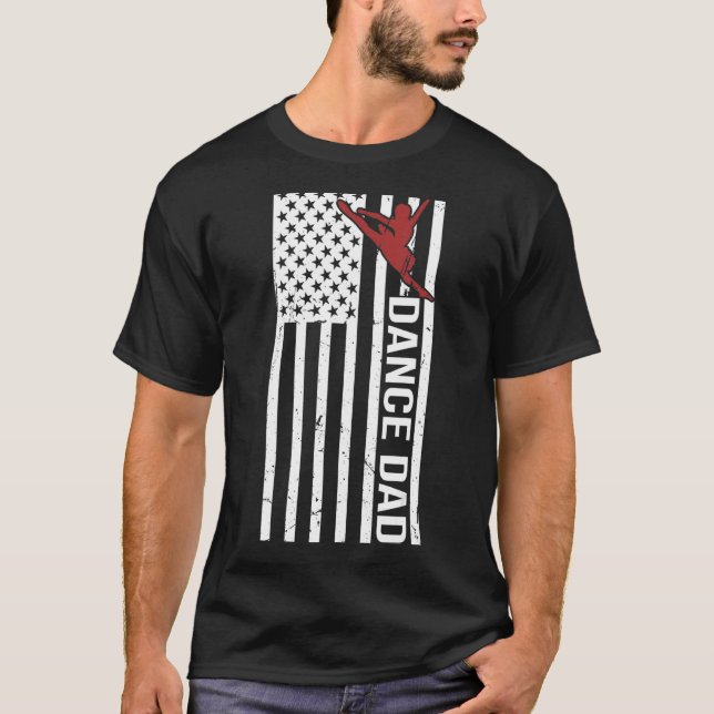 Mens Dance Dad US Flag Dancing Father Of A Dancer  T-Shirt (Front)